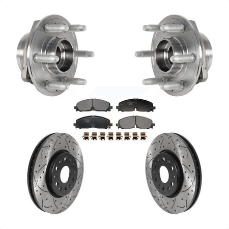 Front Hub Bearing Drill Slot Brake Rotor Pad Kit For Chevrolet Traverse Blazer GMC Acadia KBB-129703