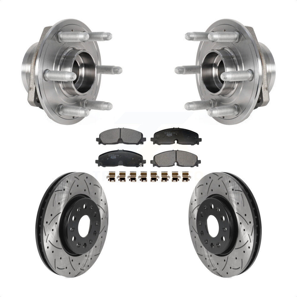 Front Hub Bearing Drill Slot Brake Rotor Pad Kit For Chevrolet Traverse Blazer GMC Acadia KBB-129703