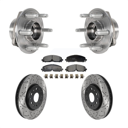 Front Hub Bearing Drill Slot Brake Rotor Pad Kit For Chevrolet Traverse Blazer GMC Acadia KBB-129707