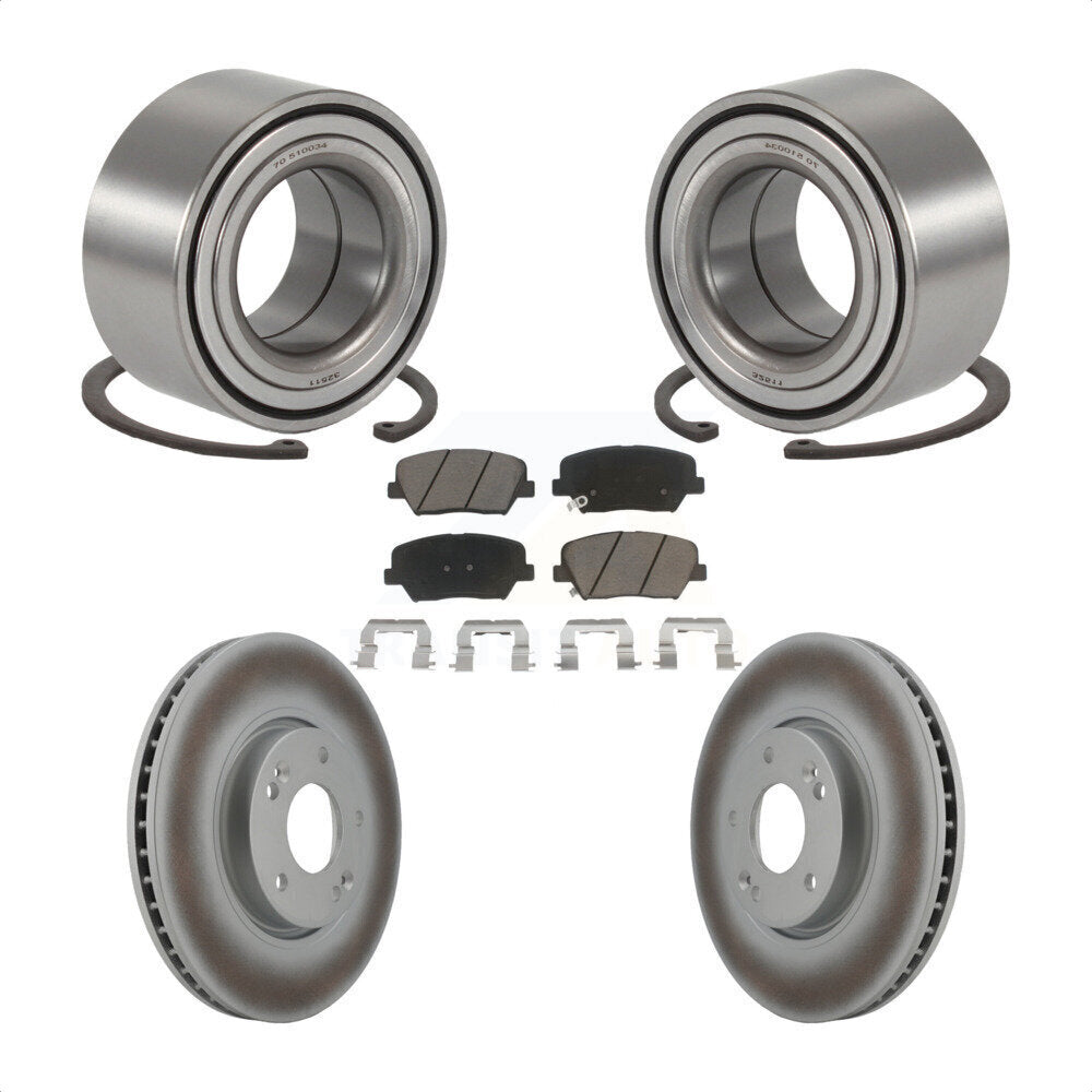 Front Wheel Bearing Coated Disc Brake Rotors And Ceramic Pads Kit For 2014-2015 Kia Rondo KBB-129721