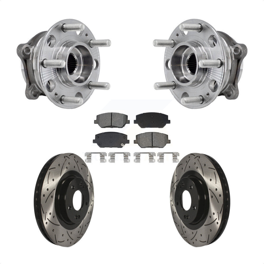 Front Hub Bearing Assembly Drill Slot Brake Rotor Pads Kit For 2019-2020 Hyundai Santa Fe KBB-129734