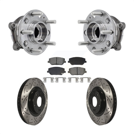 Front Hub Bearing Assembly Drill Slot Brake Rotor Pads Kit For 2019-2020 Hyundai Santa Fe KBB-129734
