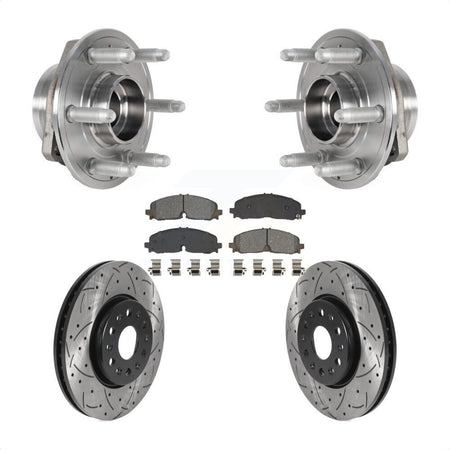 Front Hub Bearing Drill Slot Brake Rotor Pad Kit For Chevrolet Traverse Blazer GMC Acadia KBB-129743