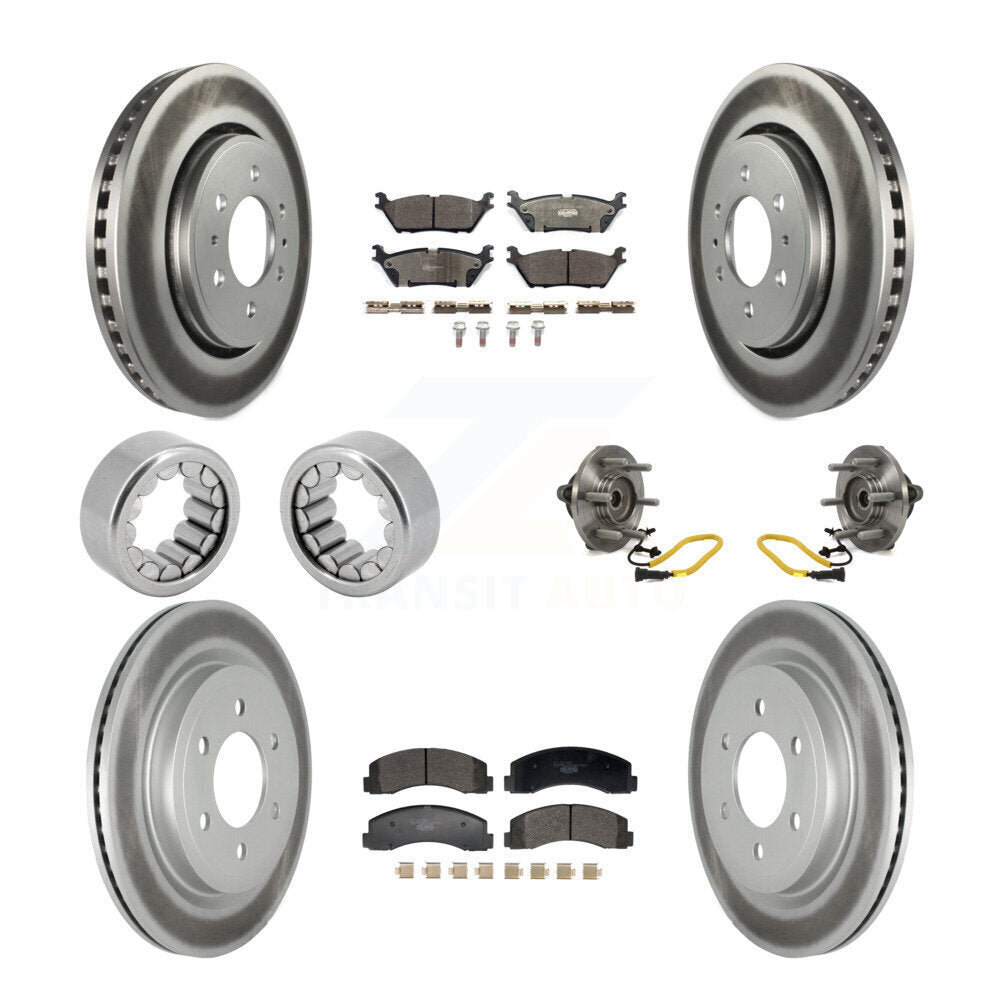 Front Rear Hub Bearings Coated Disc Brake Rotors And Pads Shoes Kit (10Pc) For Ford F-150 KBB-129749