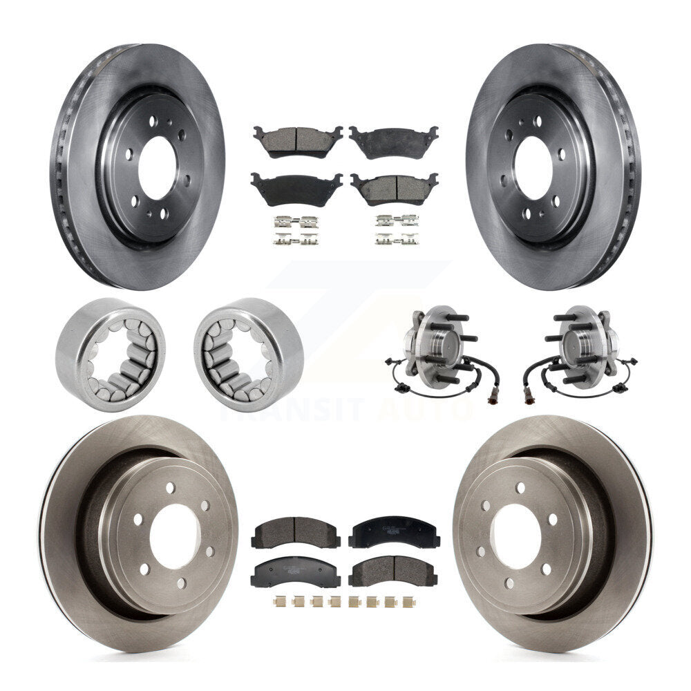 Front Rear Hub Bearing Disc Brake Rotor Pads Shoe Kit (10Pc) For 2018-2020 Ford F-150 RWD KBB-129750