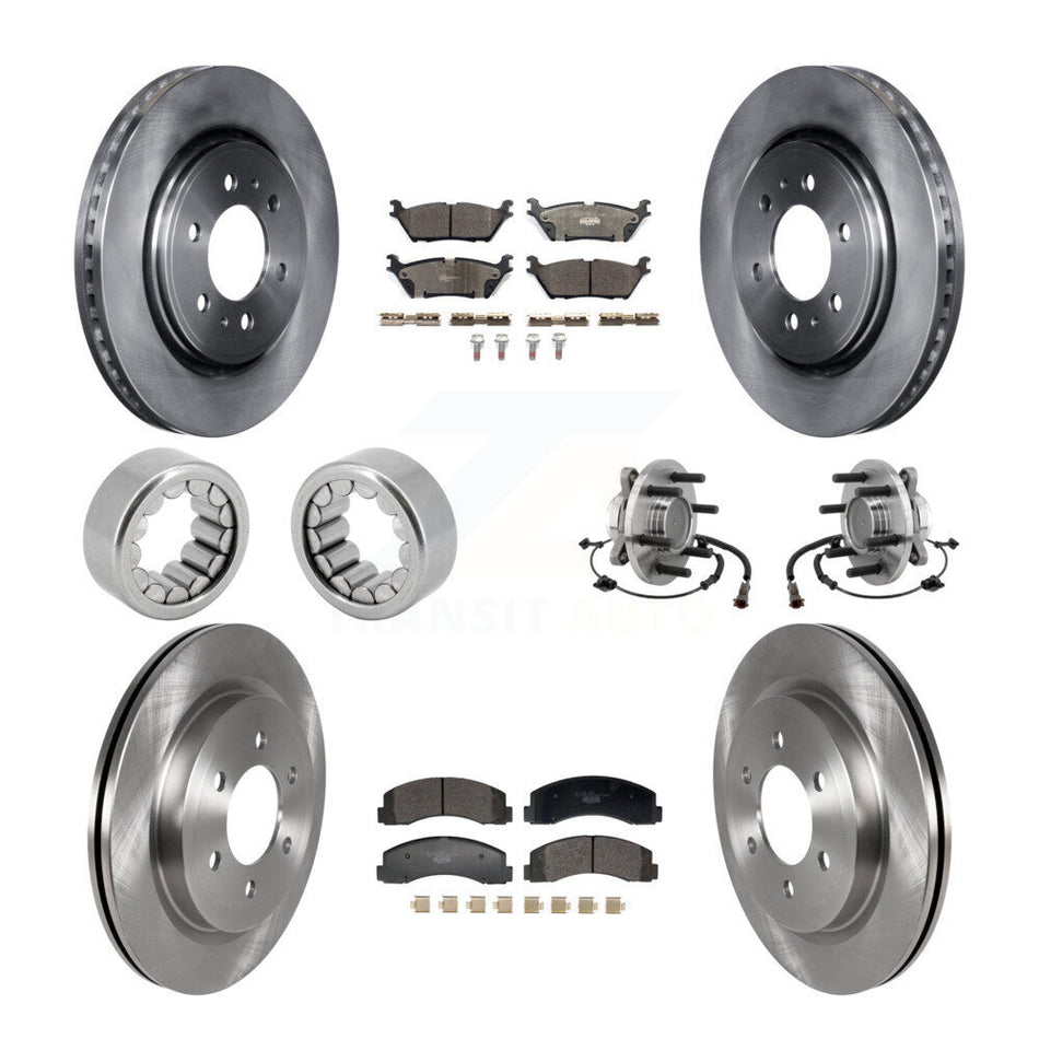 Front Rear Hub Bearing Disc Brake Rotor Pads Shoe Kit (10Pc) For 2018-2020 Ford F-150 RWD KBB-129752