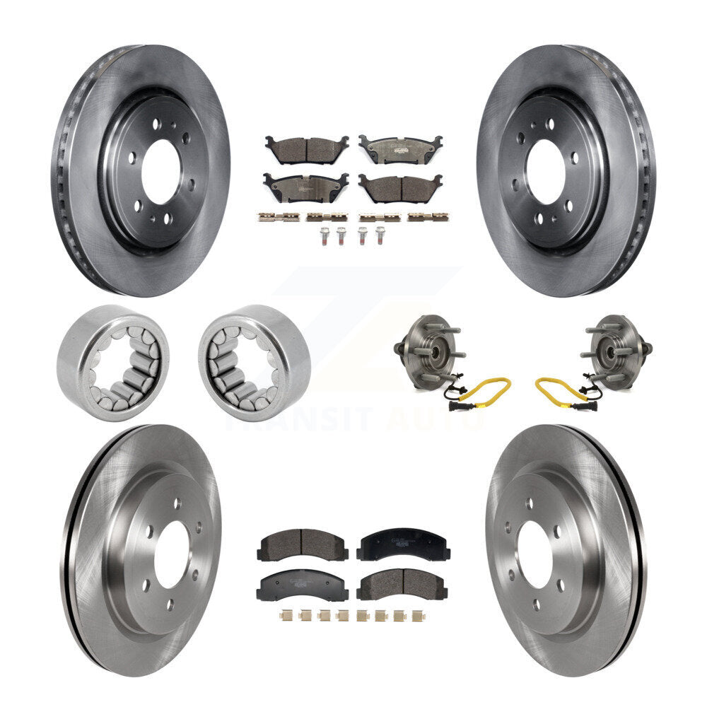 Front Rear Hub Bearing Disc Brake Rotors And Ceramic Pads Shoes Kit (10Pc) For Ford F-150 KBB-129753