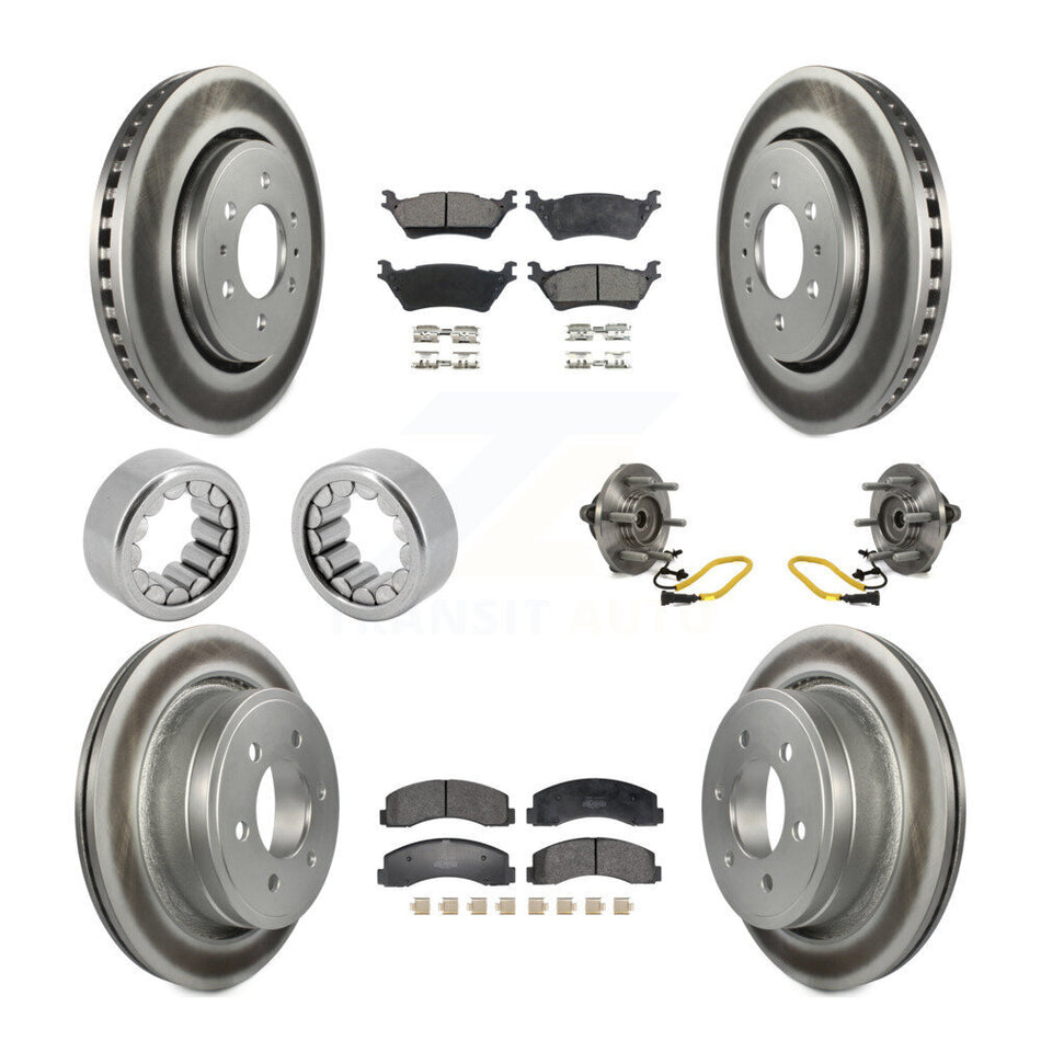 Front Rear Hub Bearings Coated Disc Brake Rotors And Pads Shoes Kit (10Pc) For Ford F-150 KBB-129755