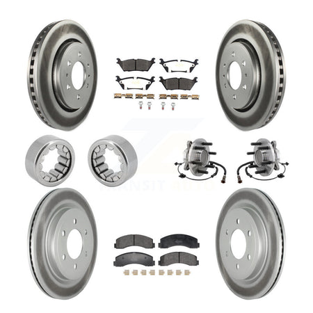 Front Rear Hub Bearing Coat Brake Rotor Pads Shoe Kit (10Pc) For 2018-2020 Ford F-150 RWD KBB-129756