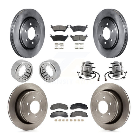 Front Rear Hub Bearing Disc Brake Rotor Pads Shoe Kit (10Pc) For 2018-2020 Ford F-150 RWD KBB-129758