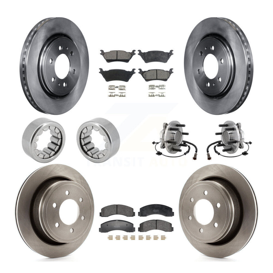 Front Rear Hub Bearing Disc Brake Rotor Pads Shoe Kit (10Pc) For 2018-2020 Ford F-150 RWD KBB-129758
