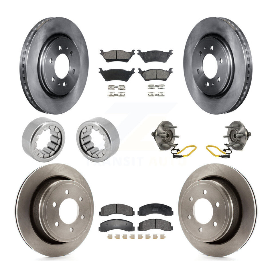 Front Rear Hub Bearing Assembly Disc Brake Rotors And Pads Shoe Kit (10Pc) For Ford F-150 KBB-129760