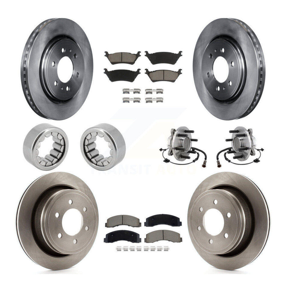 Front Rear Hub Bearing Disc Brake Rotor Pads Shoe Kit (10Pc) For 2018-2020 Ford F-150 RWD KBB-129762