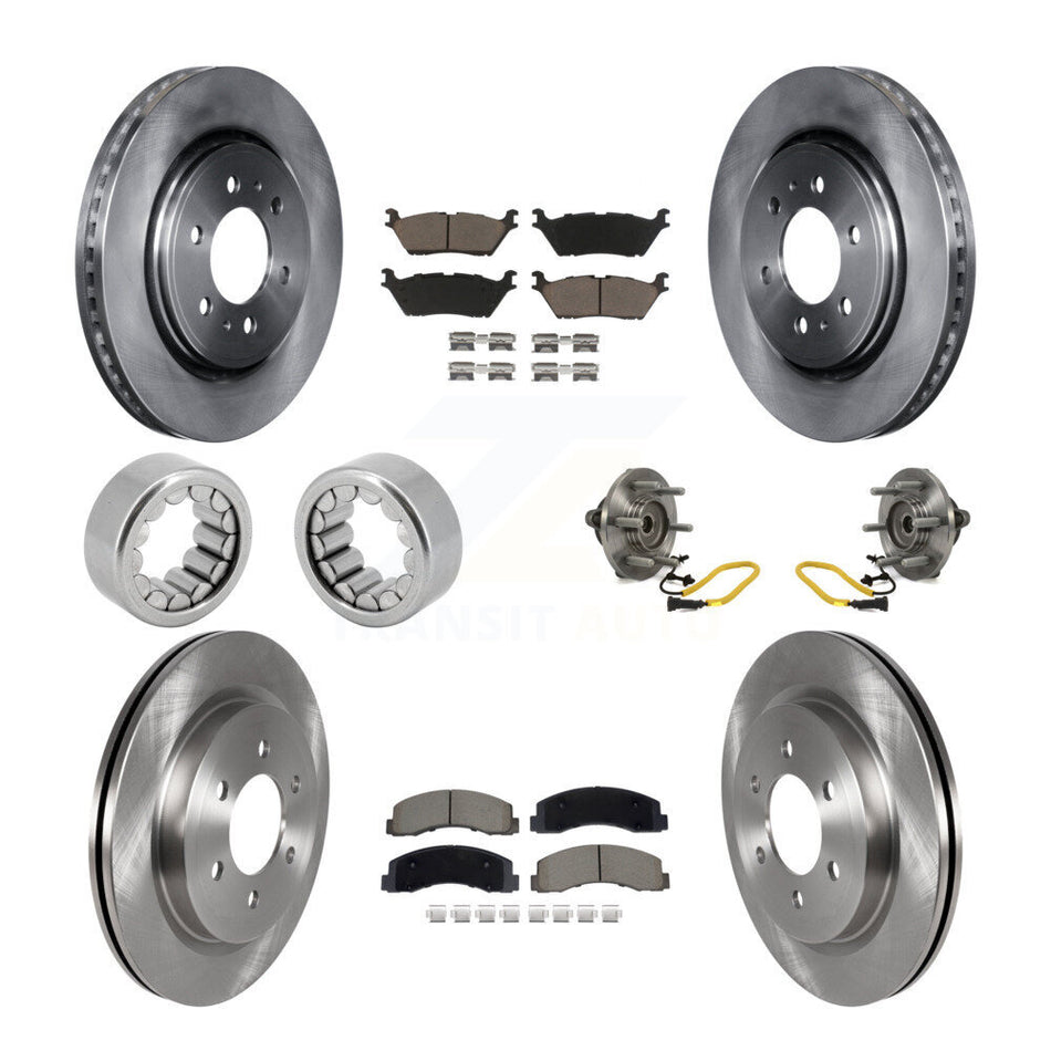 Front Rear Hub Bearing Disc Brake Rotors And Ceramic Pads Shoes Kit (10Pc) For Ford F-150 KBB-129765