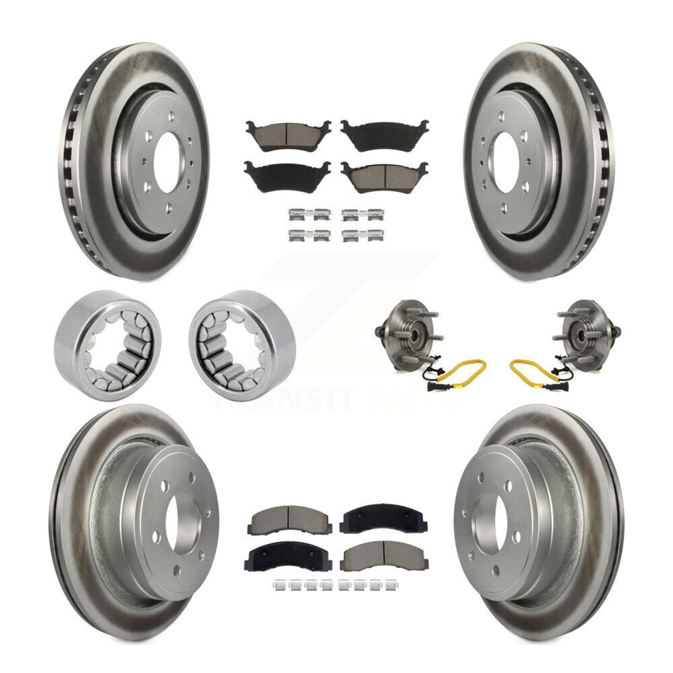 Front Rear Hub Bearings Coated Disc Brake Rotors And Pads Shoes Kit (10Pc) For Ford F-150 KBB-129769
