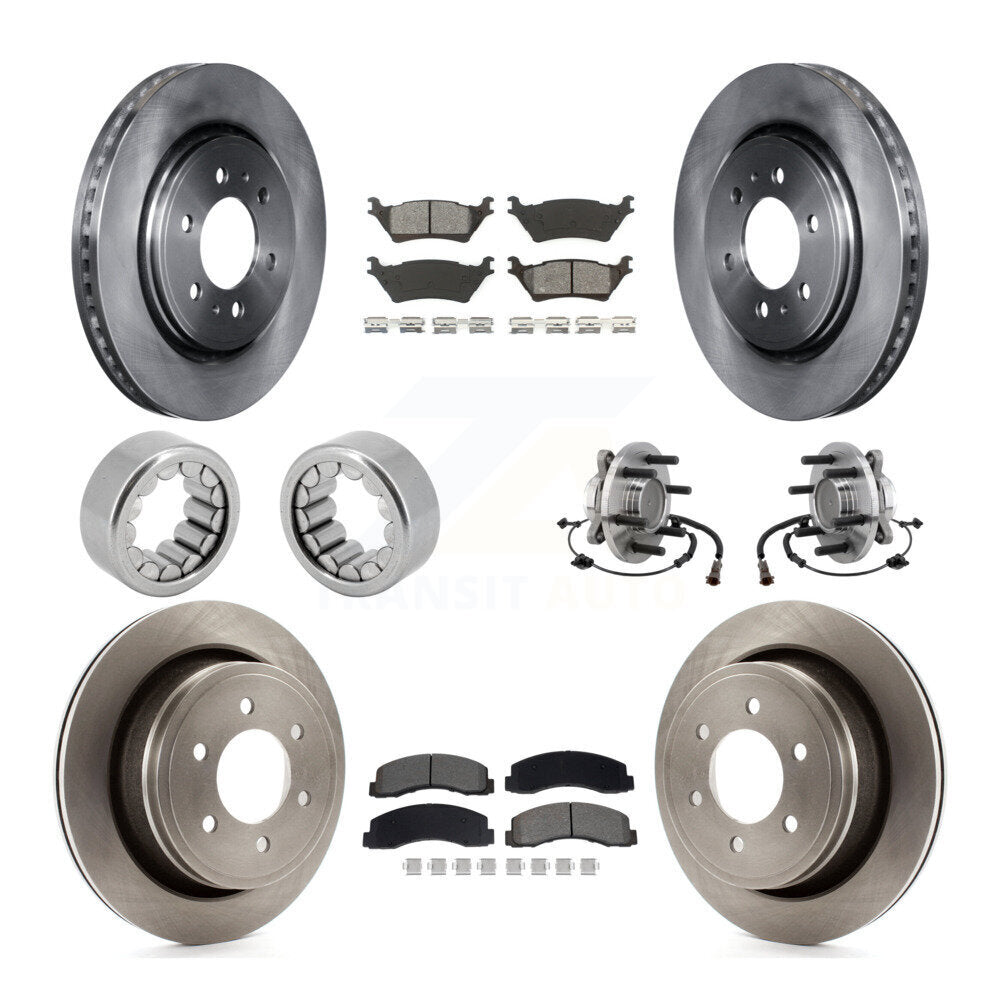 Front Rear Hub Bearing Disc Brake Rotor Pads Shoe Kit (10Pc) For 2018-2020 Ford F-150 RWD KBB-129770