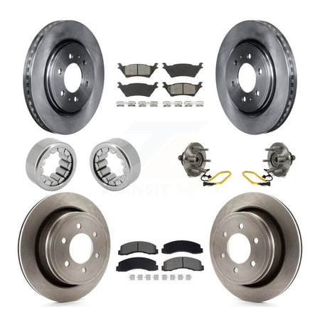 Front Rear Hub Bearing Assembly Disc Brake Rotors And Pads Shoe Kit (10Pc) For Ford F-150 KBB-129771