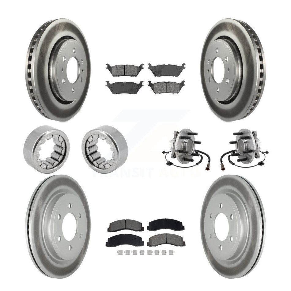 Front Rear Hub Bearing Coat Brake Rotor Pads Shoe Kit (10Pc) For 2018-2020 Ford F-150 RWD KBB-129780