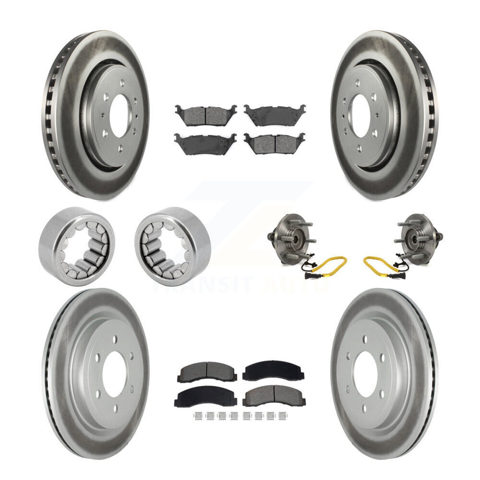Front Rear Hub Bearings Coated Disc Brake Rotors And Pads Shoes Kit (10Pc) For Ford F-150 KBB-129781