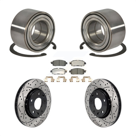 Front Wheel Bearing Coated Drilled Slotted Disc Brake Rotor And Pads Kit For Nissan Kicks KBB-129788