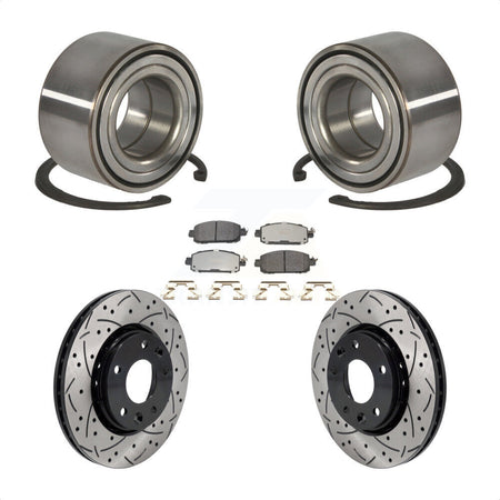 Front Wheel Bearing Coated Drilled Slotted Disc Brake Rotor And Pads Kit For Nissan Kicks KBB-129793