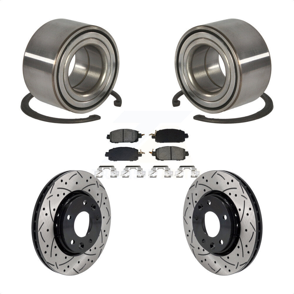Front Wheel Bearing Coated Drilled Slotted Disc Brake Rotor And Pads Kit For Nissan Kicks KBB-129799
