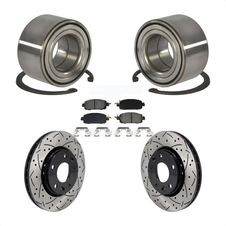 Front Wheel Bearing Coated Drilled Slotted Disc Brake Rotor And Pads Kit For Nissan Kicks KBB-129799