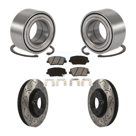 Front Wheel Bearing Coated Drilled Slotted Brake Rotor & Pads Kit For 2014-2015 Kia Rondo KBB-129800