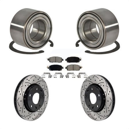 Front Wheel Bearing Coated Drilled Slotted Disc Brake Rotor And Pads Kit For Nissan Kicks KBB-129801