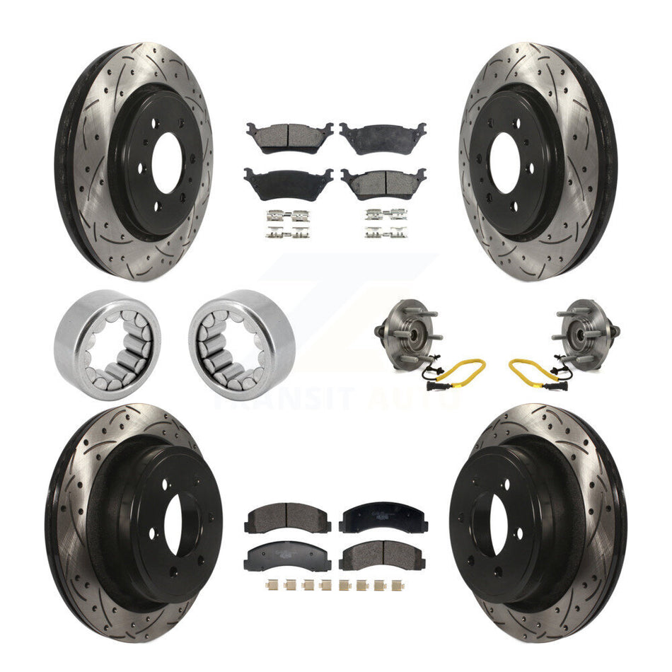 Front Rear Hub Bearings Coated Disc Brake Rotors And Pads Shoes Kit (10Pc) For Ford F-150 KBB-129805