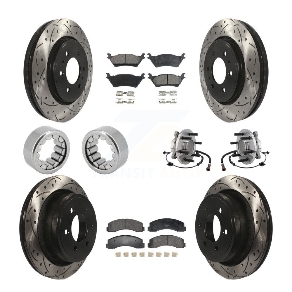 Front Rear Hub Bearing Coat Brake Rotor Pads Shoe Kit (10Pc) For 2018-2020 Ford F-150 RWD KBB-129813