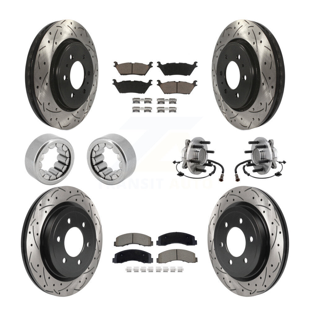 Front Rear Hub Bearing Coat Brake Rotor Pads Shoe Kit (10Pc) For 2018-2020 Ford F-150 RWD KBB-129816