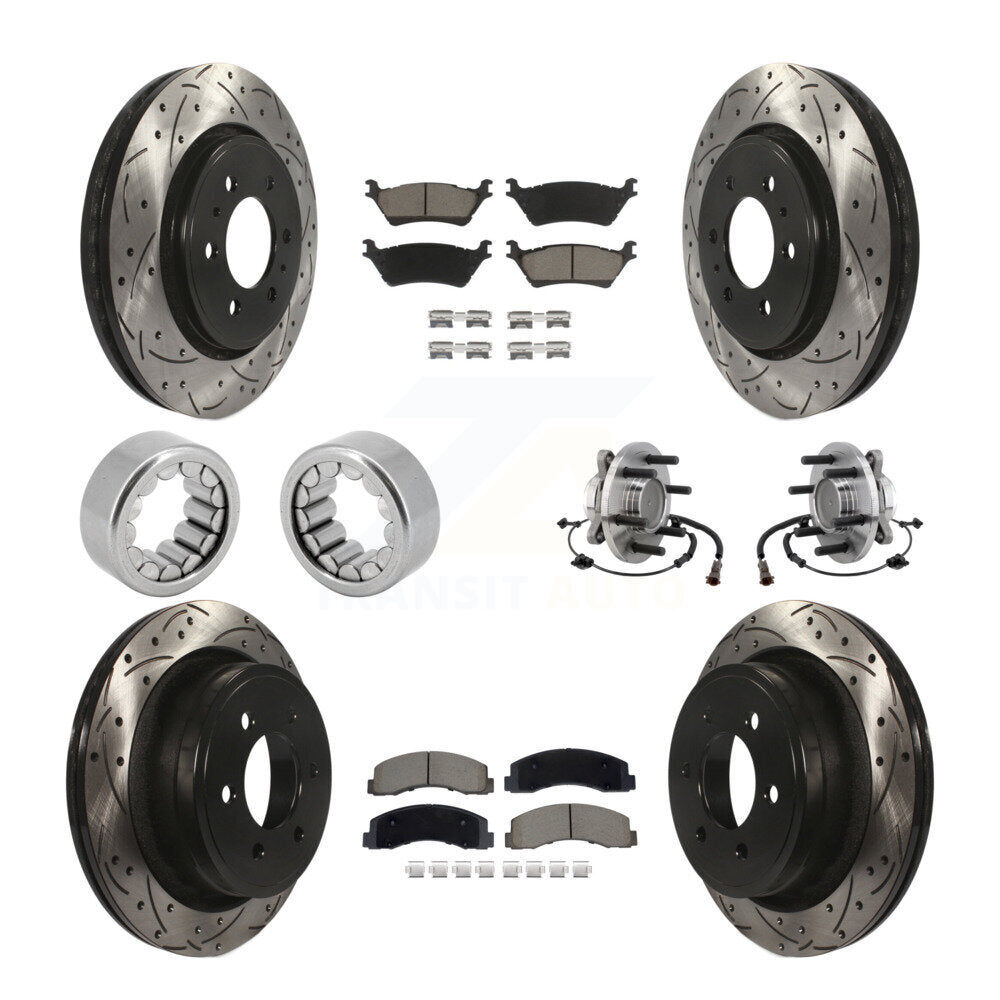 Front Rear Hub Bearing Coat Brake Rotor Pads Shoe Kit (10Pc) For 2018-2020 Ford F-150 RWD KBB-129817