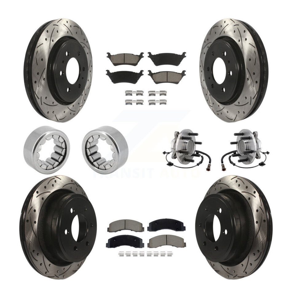 Front Rear Hub Bearing Coat Brake Rotor Pads Shoe Kit (10Pc) For 2018-2020 Ford F-150 RWD KBB-129817
