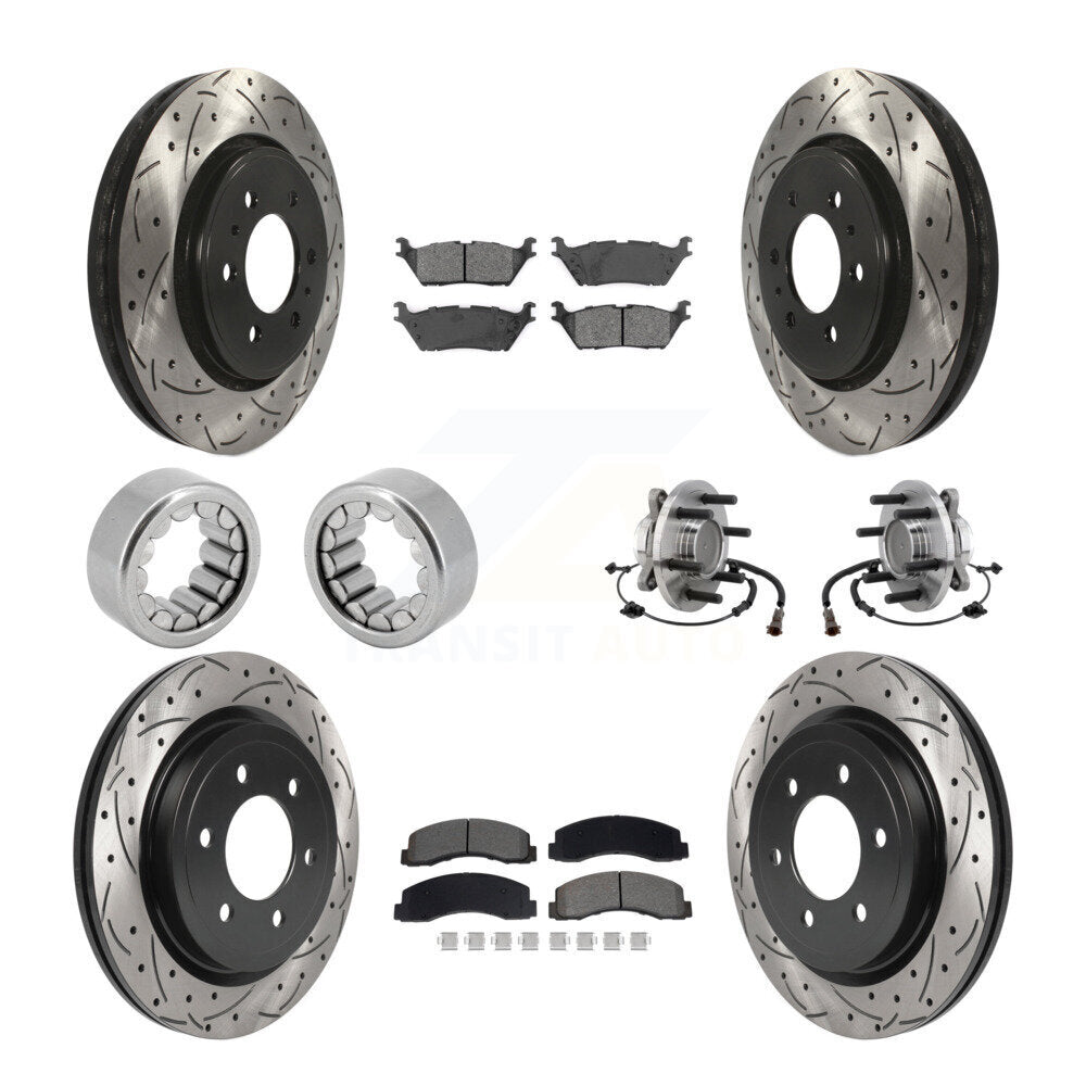 Front Rear Hub Bearing Coat Brake Rotor Pads Shoe Kit (10Pc) For 2018-2020 Ford F-150 RWD KBB-129822