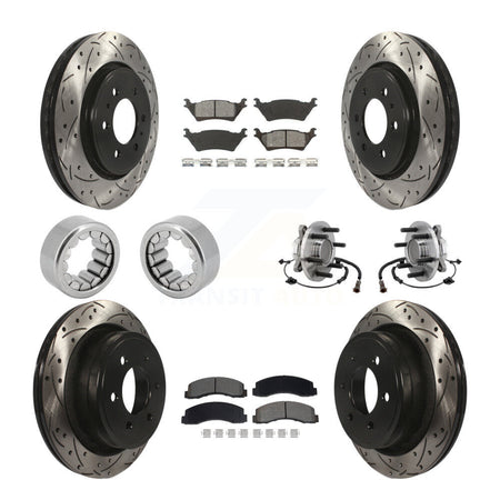 Front Rear Hub Bearing Coat Brake Rotor Pads Shoe Kit (10Pc) For 2018-2020 Ford F-150 RWD KBB-129823