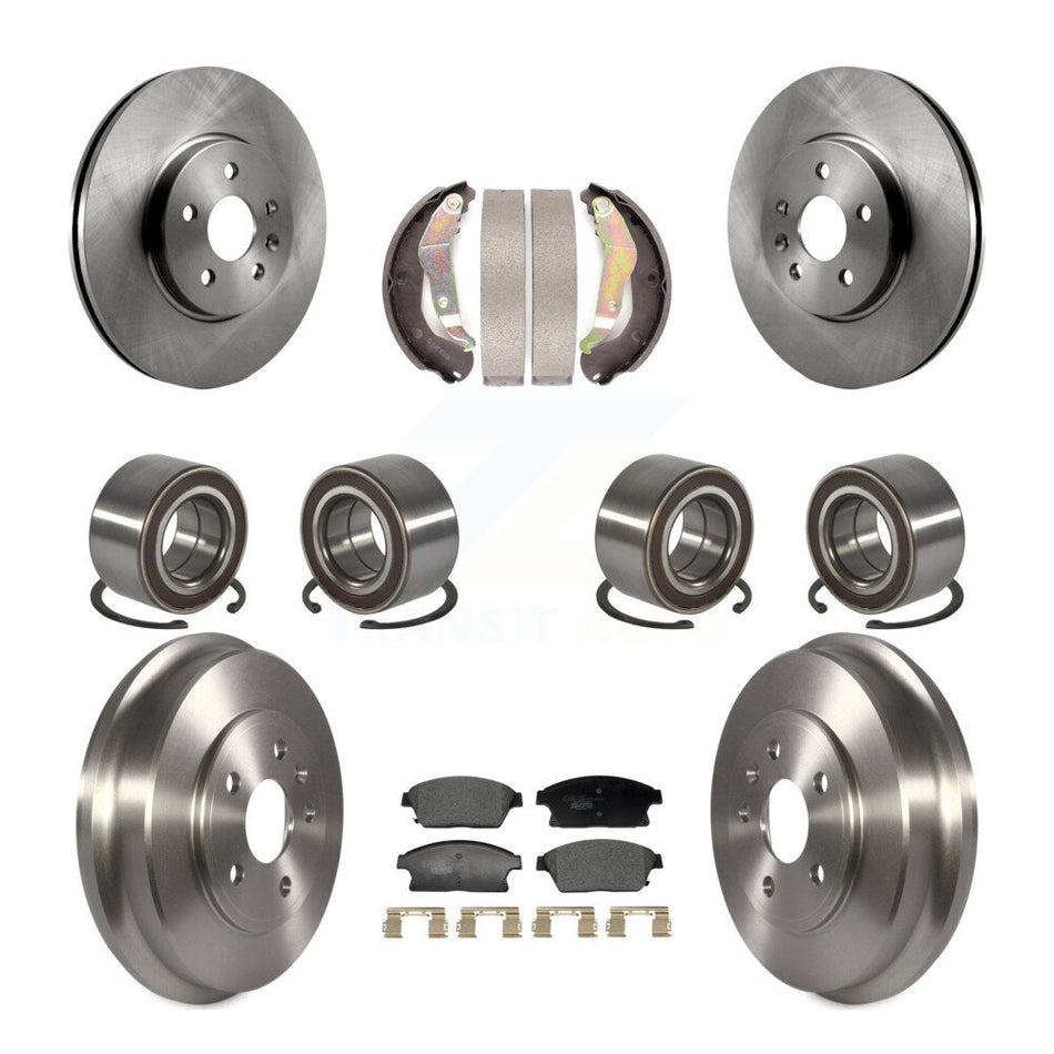 Front Rear Bearing Disc Brake Rotor Pads Shoe Kit (10Pc) For 2013-2017 Chevrolet Trax AWD KBB-129854