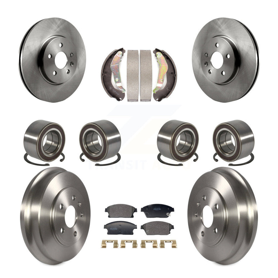 Front Rear Bearing Disc Brake Rotor Pads Shoe Kit (10Pc) For 2013-2017 Chevrolet Trax AWD KBB-129855