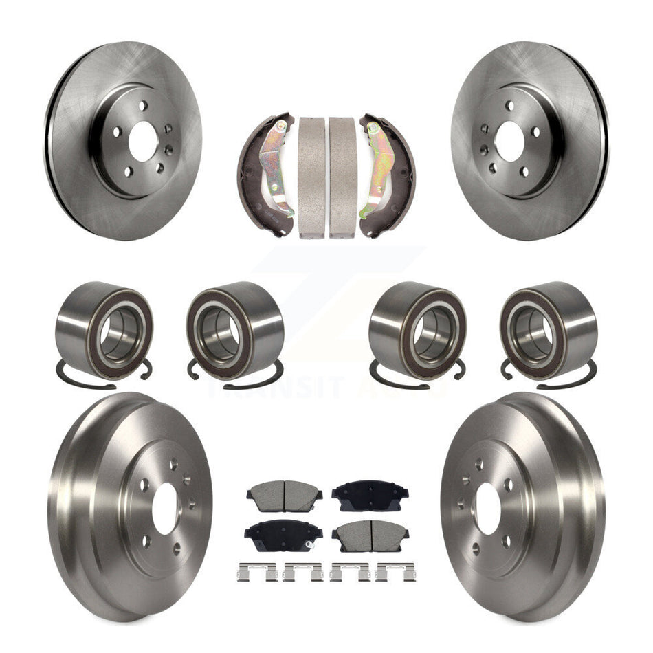 Front Rear Bearing Disc Brake Rotor Pads Shoe Kit (10Pc) For 2013-2017 Chevrolet Trax AWD KBB-129856