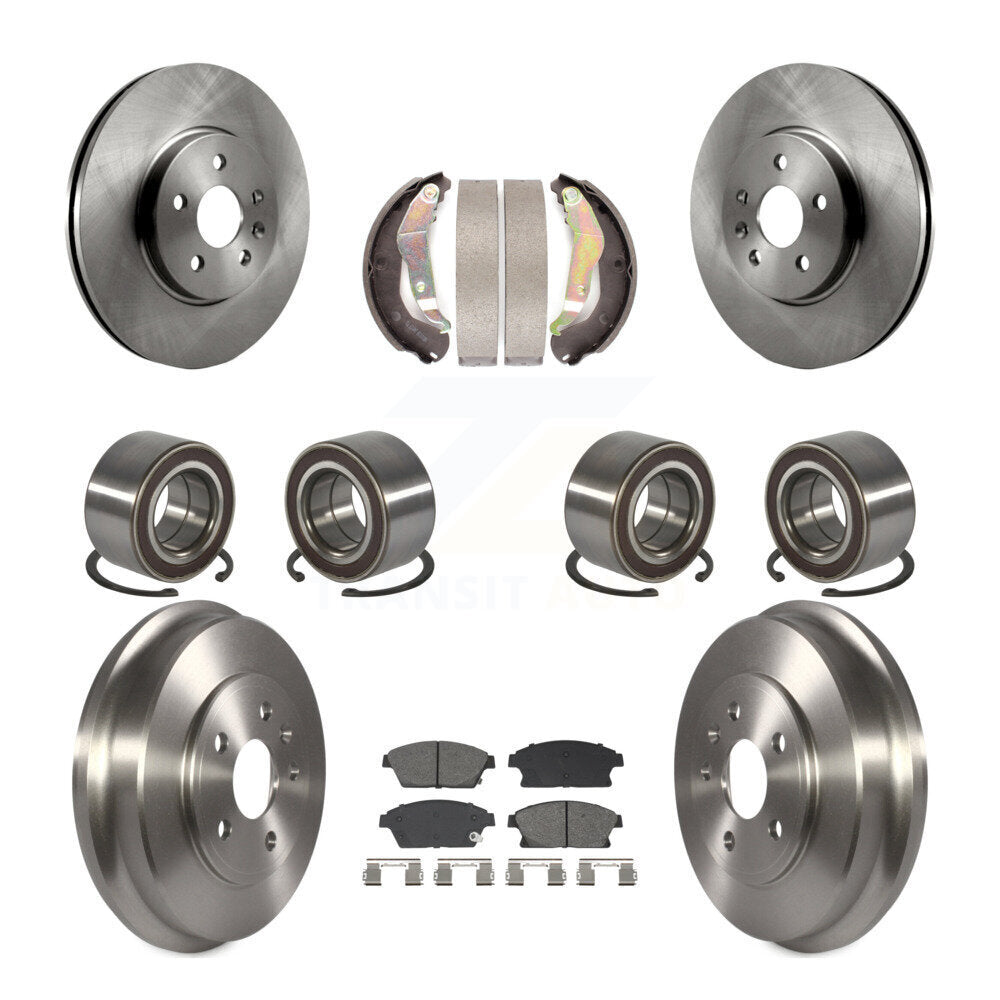 Front Rear Bearing Disc Brake Rotor Pads Shoe Kit (10Pc) For 2013-2017 Chevrolet Trax AWD KBB-129858