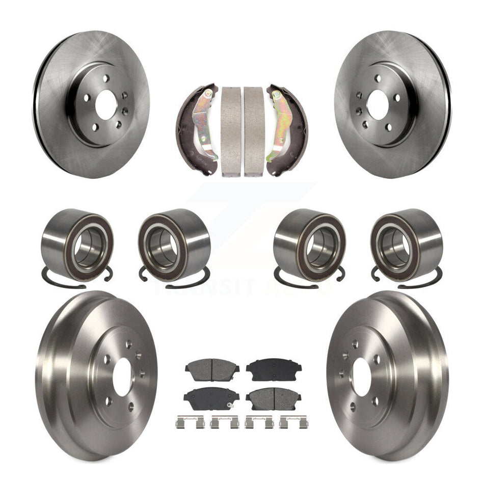 Front Rear Bearing Disc Brake Rotor Pads Shoe Kit (10Pc) For 2013-2017 Chevrolet Trax AWD KBB-129858