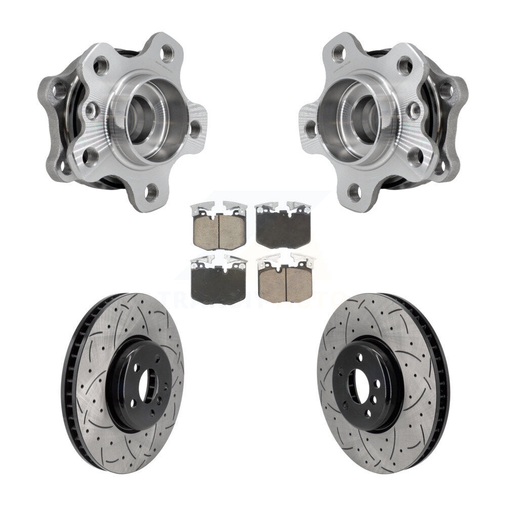 Front Hub Bearing Drill Slot Brake Rotor Pads Kit For BMW 330i xDrive 530i 330e 540i 430i KBB-129878