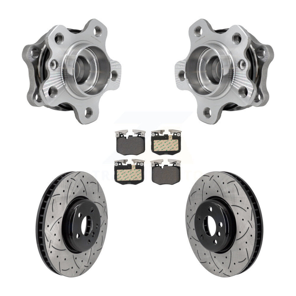 Front Hub Bearing Drill Slot Brake Rotor Pads Kit For BMW 330i xDrive 530i 330e 540i 430i KBB-129888