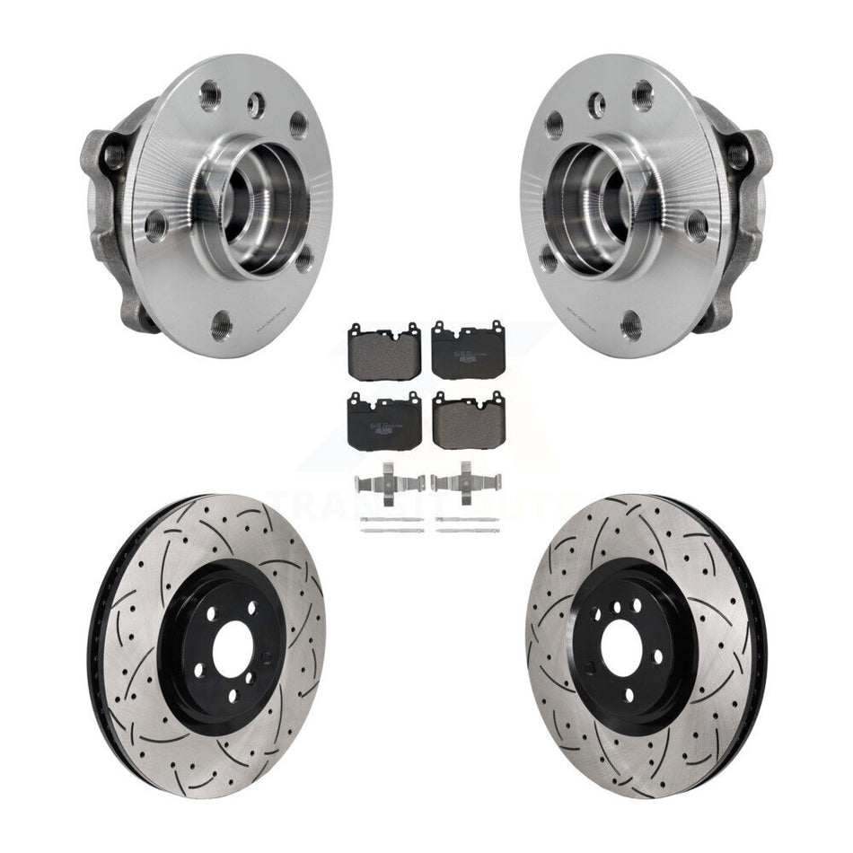 Front Hub Bearing Coated Drill Slot Brake Rotor Pad Kit For Mini Cooper Countryman BMW X2 KBB-129894