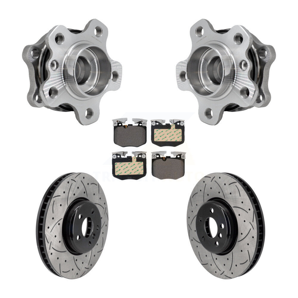 Front Hub Bearing Drill Slot Brake Rotor Pads Kit For BMW 330i xDrive 530i 330e 540i 430i KBB-129895