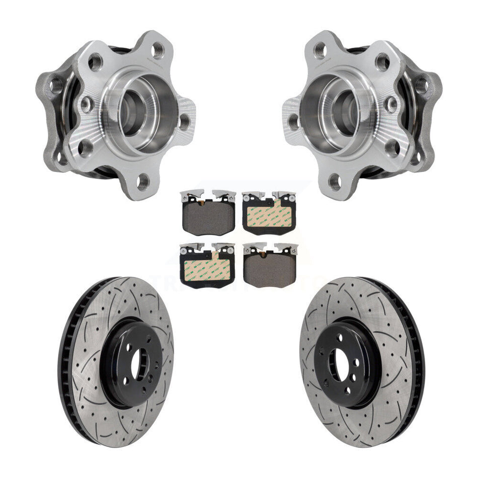 Front Hub Bearing Drill Slot Brake Rotor Pads Kit For BMW 330i xDrive 530i 330e 540i 430i KBB-129895