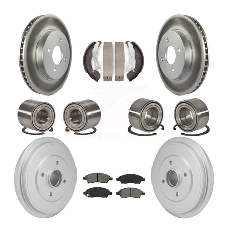 Front Rear Bearing Coated Brake Rotor And Pad Shoe Kit (10Pc) For Nissan Micra Versa Note KBB-129907