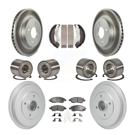 Front Rear Bearing Coated Brake Rotor And Pad Shoe Kit (10Pc) For Nissan Micra Versa Note KBB-129909