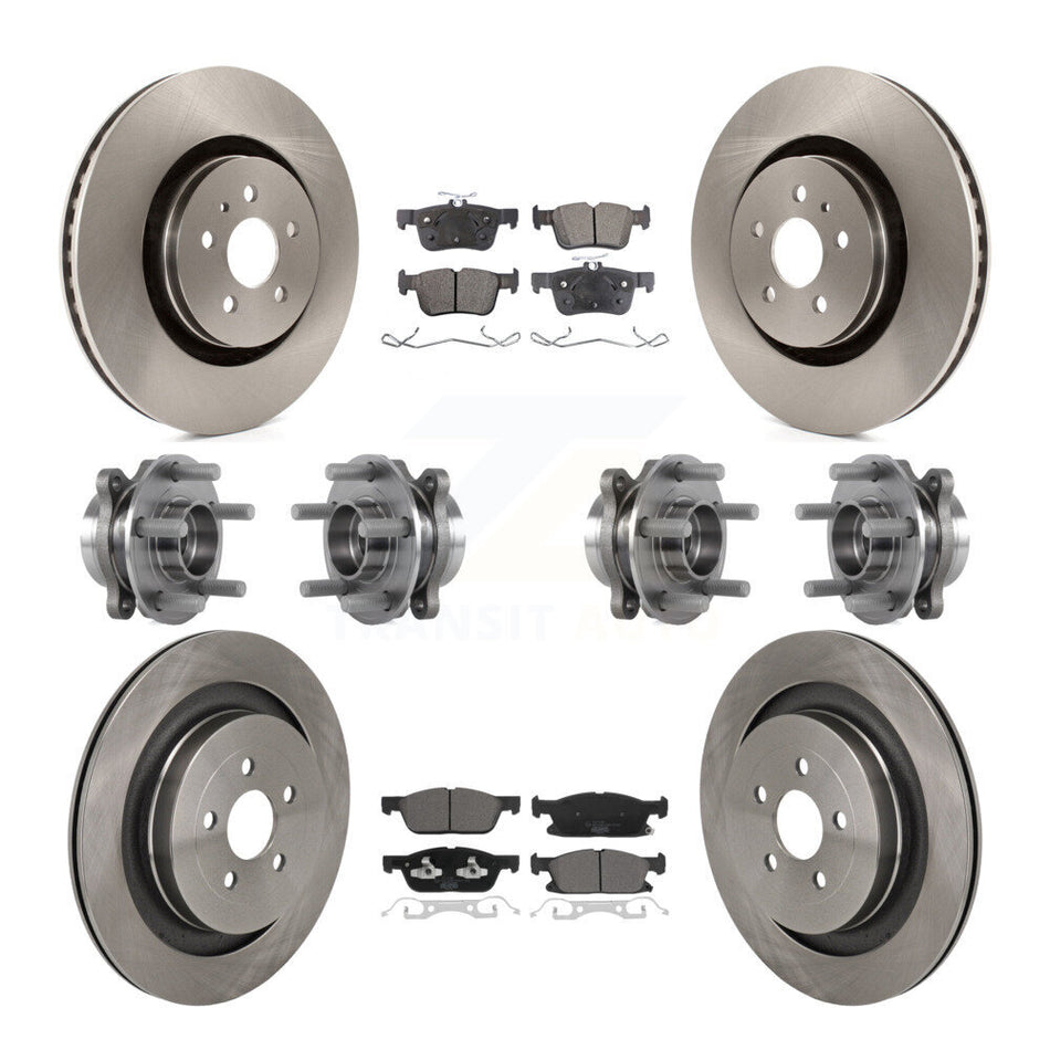 Front Rear Hub Bearing Disc Brake Rotor Pad Kit (10Pc) For 2019-2023 Lincoln Nautilus AWD KBB-129932