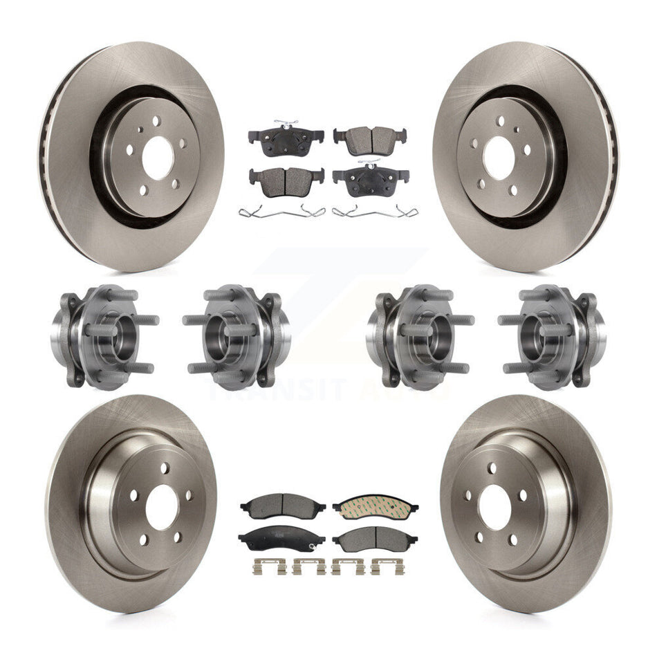 Front Rear Hub Bearing Disc Brake Rotor Pad Kit (10Pc) For 2022-2023 Lincoln Nautilus AWD KBB-129934